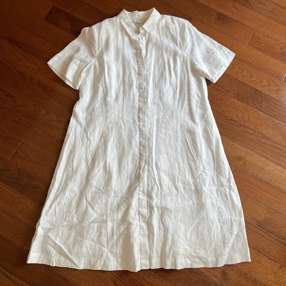 J. Jill Linen Short Sleeve Button Up Dress